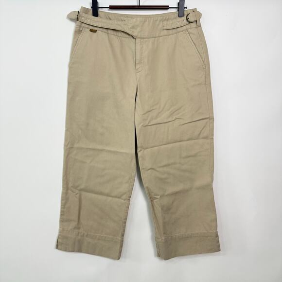 Ralph by Ralph Lauren Cropped Khaki Pants Womens Size 6 Office Minimalist - Picture 1 of 6